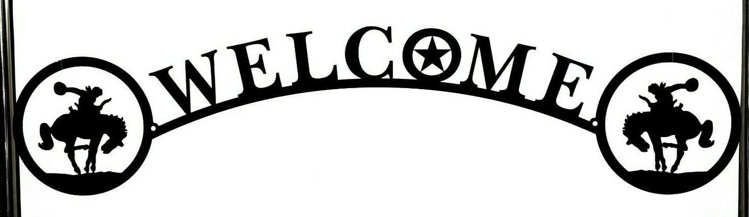 Rustic Home Cowboy Bronco Themed Decor Welcome Signs Metal Lodge Cabin Rodeo