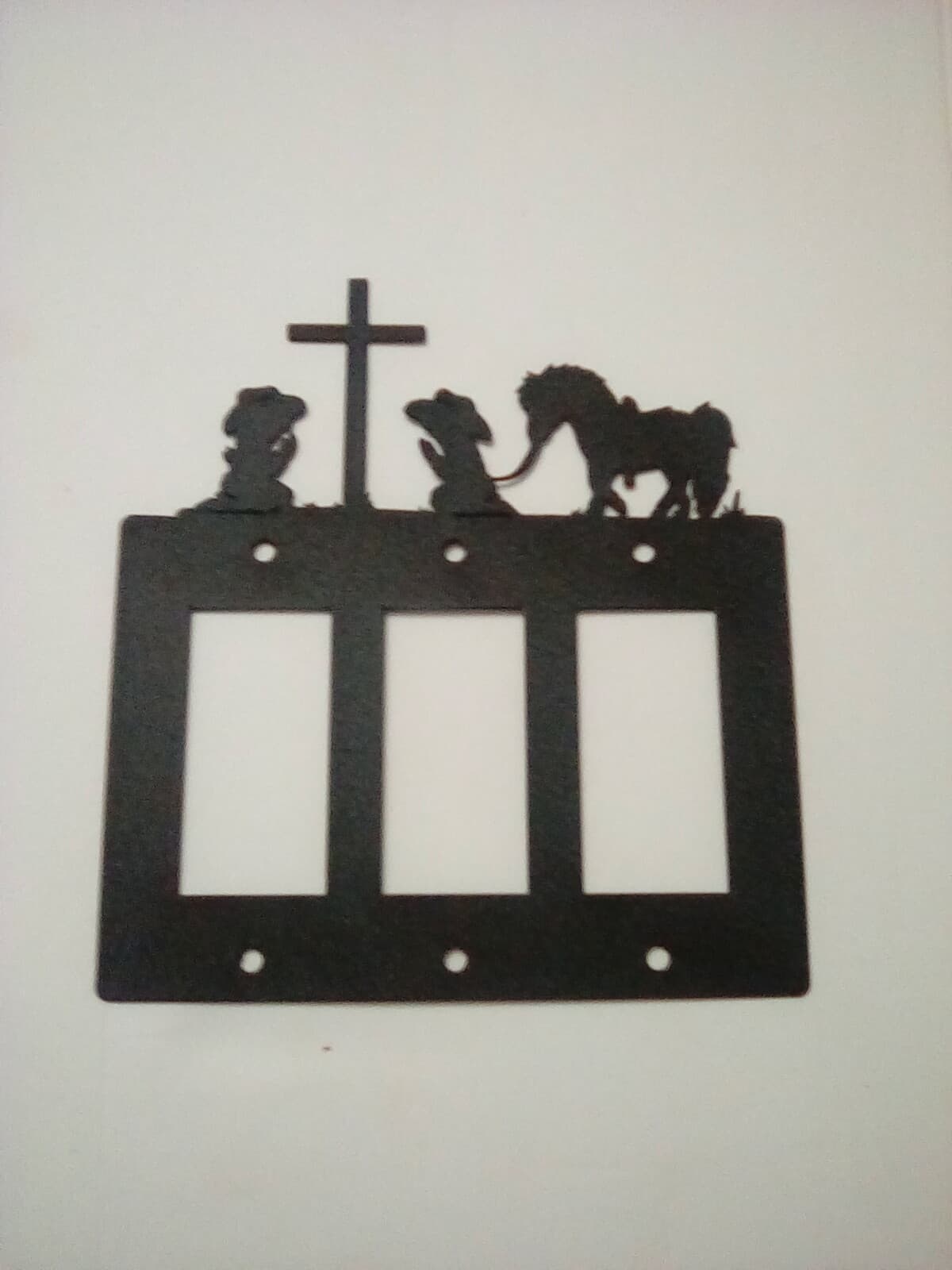 Triple Toggle Plate Cover Cowboy Cowgirl Praying Cross Pony Rustic Country New