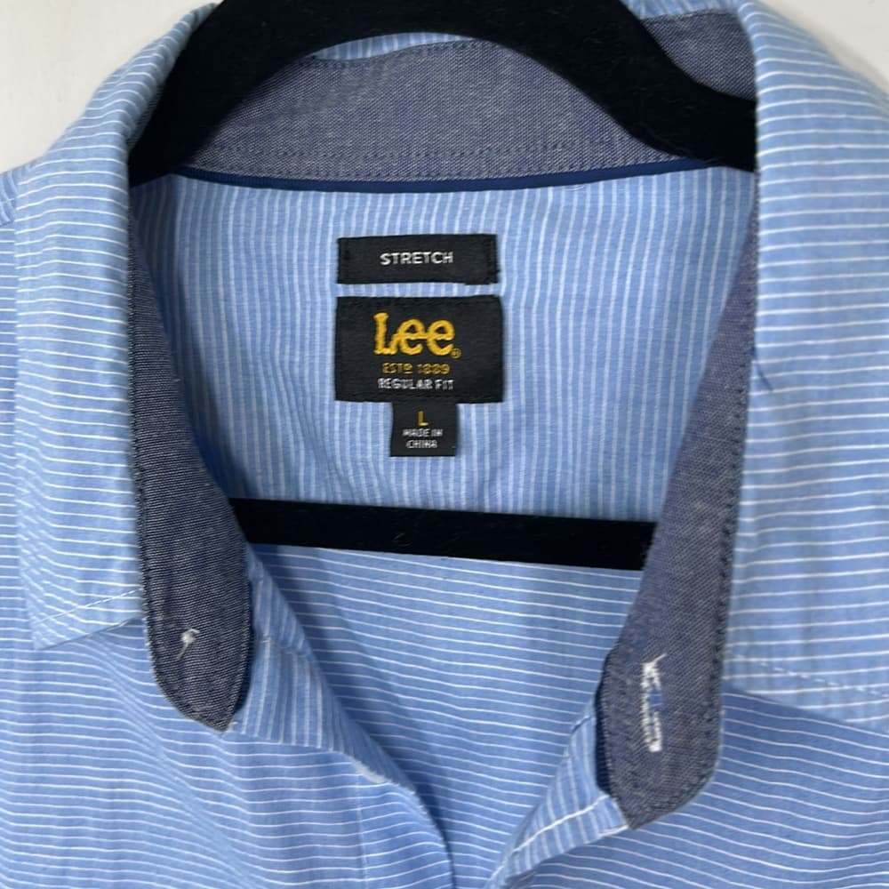 Lee Men's Blue Short Sleeve Stretch Shirt regular Fit Size L