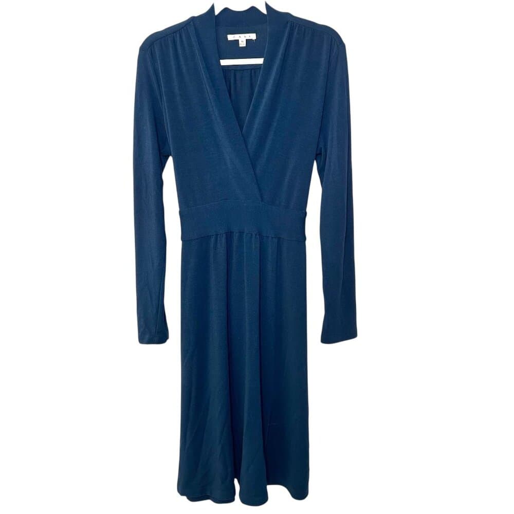 CAbi 227 Chelsey Faux Wrap Dress Teal Blue Size M
