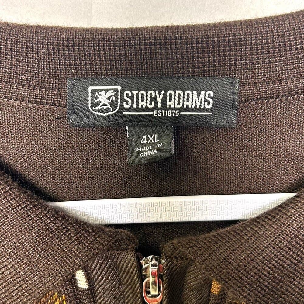 Vintage Stacy Adams brown collared 1/4 zip pullover sweater 4XL