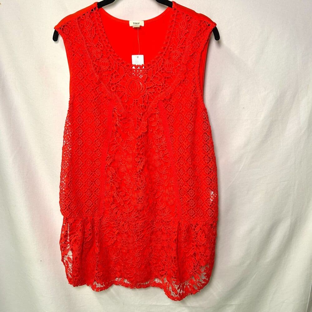 NWT Anthropologie Tiny Red Gardenia Lace Top XL Festival Bohemian
