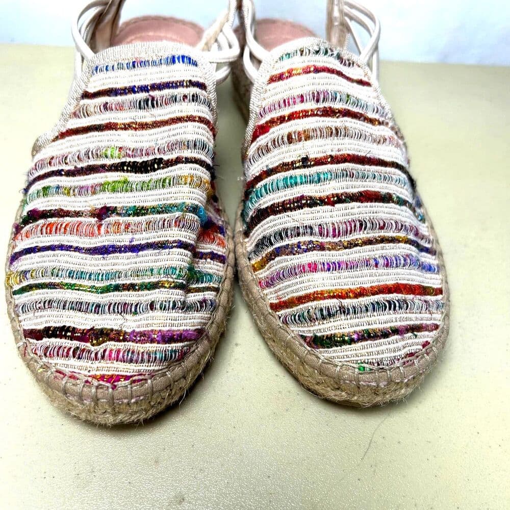 Toni Pons Noa women's rainbow woven espadrille wedge sandals Size 37