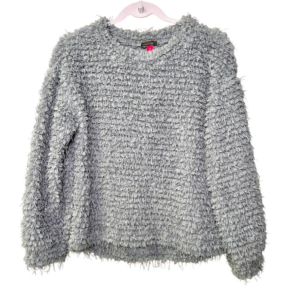 Vince Camuto Blue eyelash fringe textured crewneck sweater Size XS