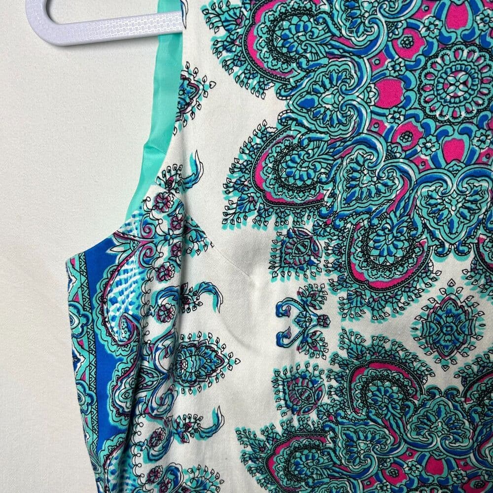 London Times blue white mandala shift dress Size 8