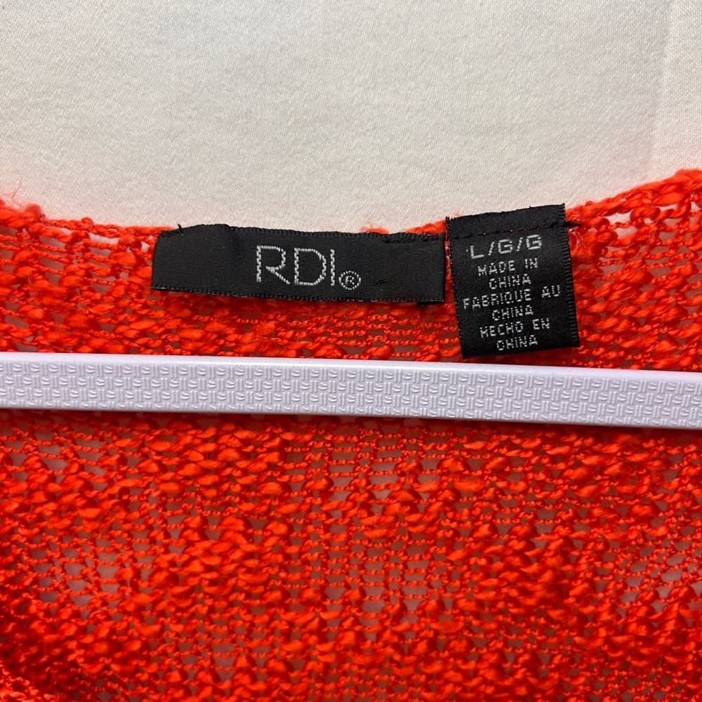 RDI Burnt Orange Sheer V-Neck Sweater Large