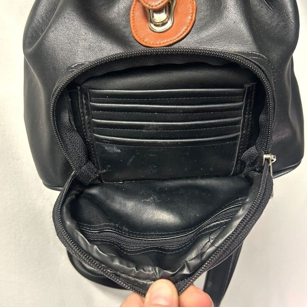 Nas Bag Black & Cognac faux leather Y2K mini backpack purse