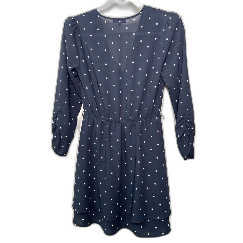 1. State navy polka dot tiered faux wrap dress XS