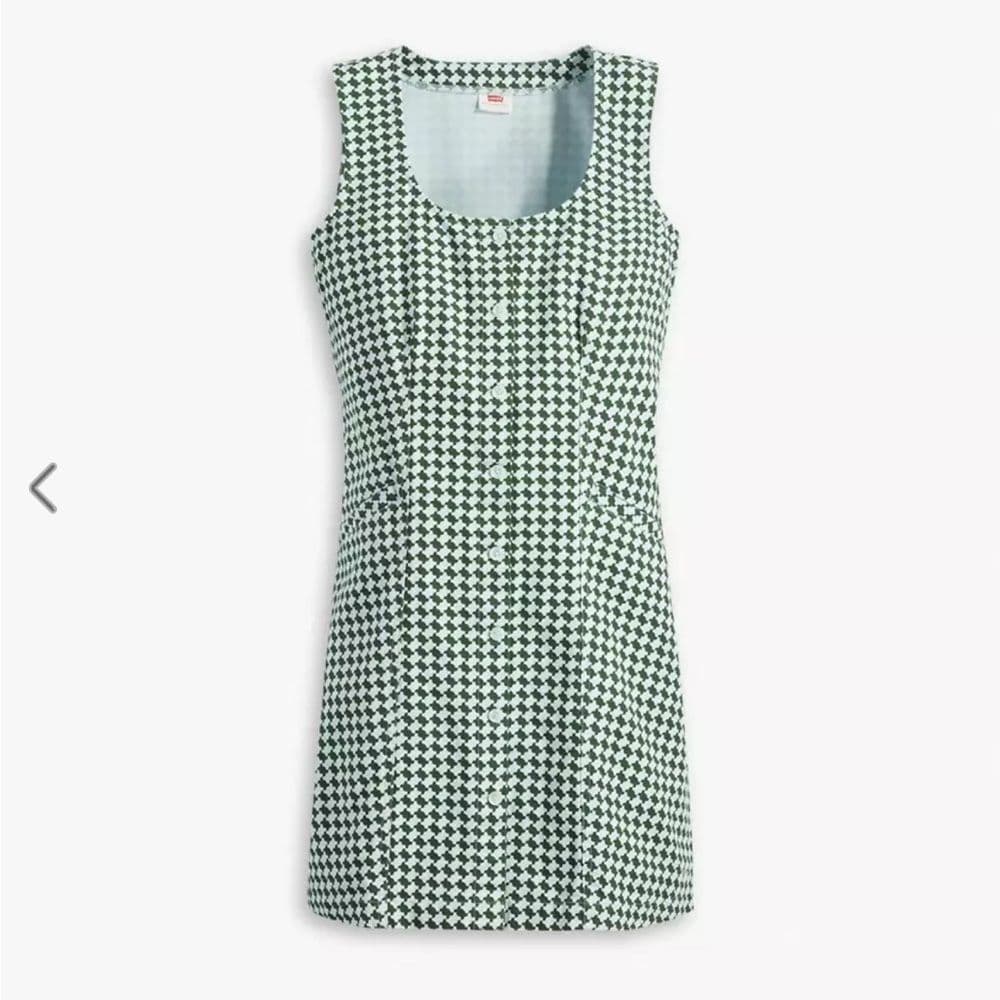 NWT Levi’s Green and White Cotton Button Down Mini Dress Size M