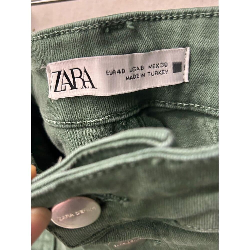 Zara Sage Green High-Waisted Wide Leg Button Fly Pants Size 8 Y2K Revival