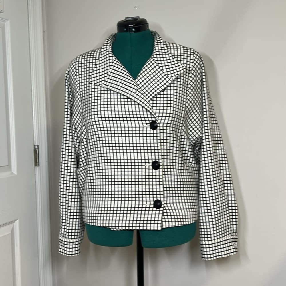 CAbi Women's Black and White Checkered Jacket Size M