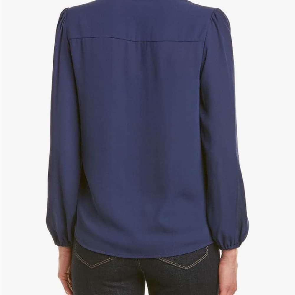 Nanette Lepore Semi-Sheer Navy Blue Blouse Size S
