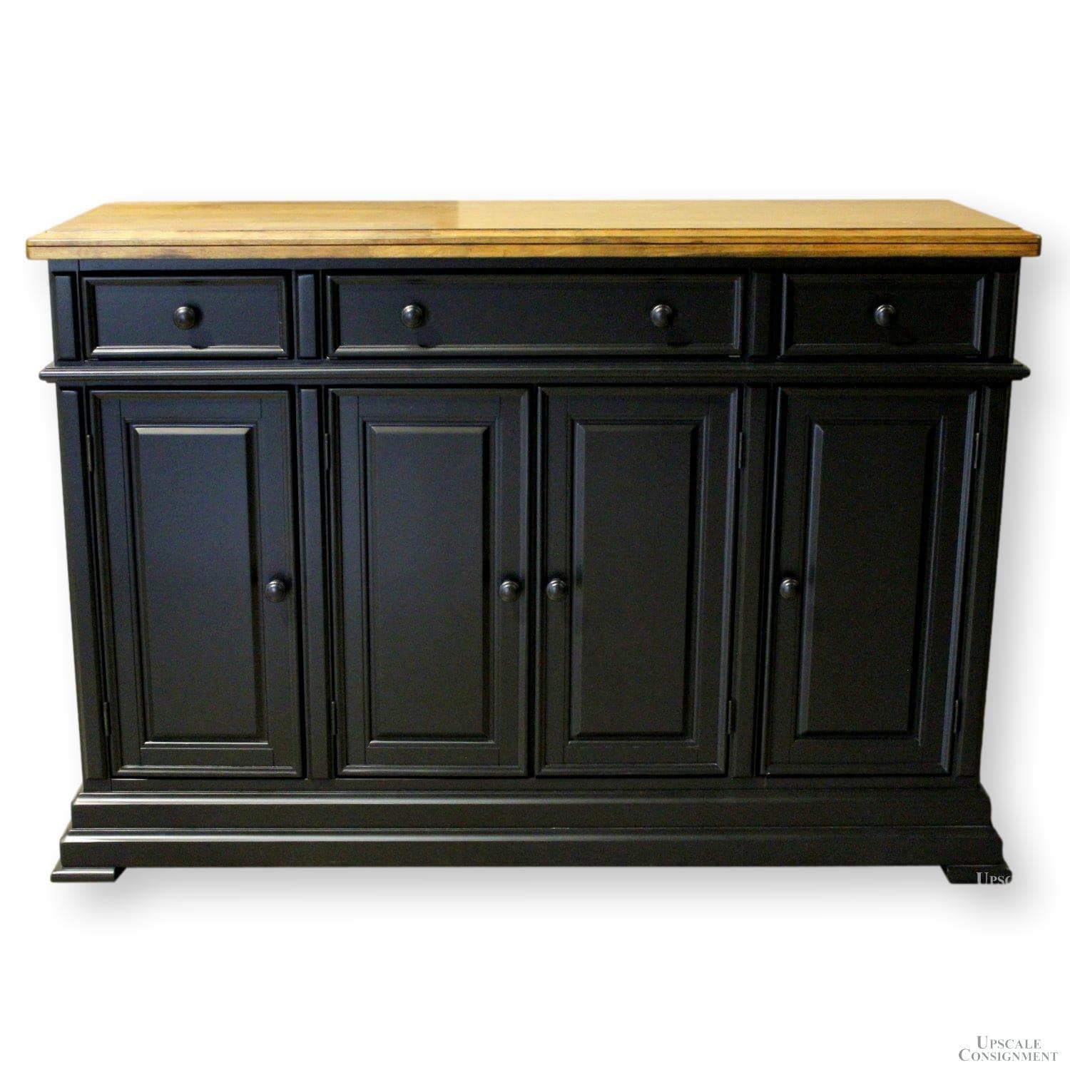 Black Sideboard w/Wood Top - Two-Tone
