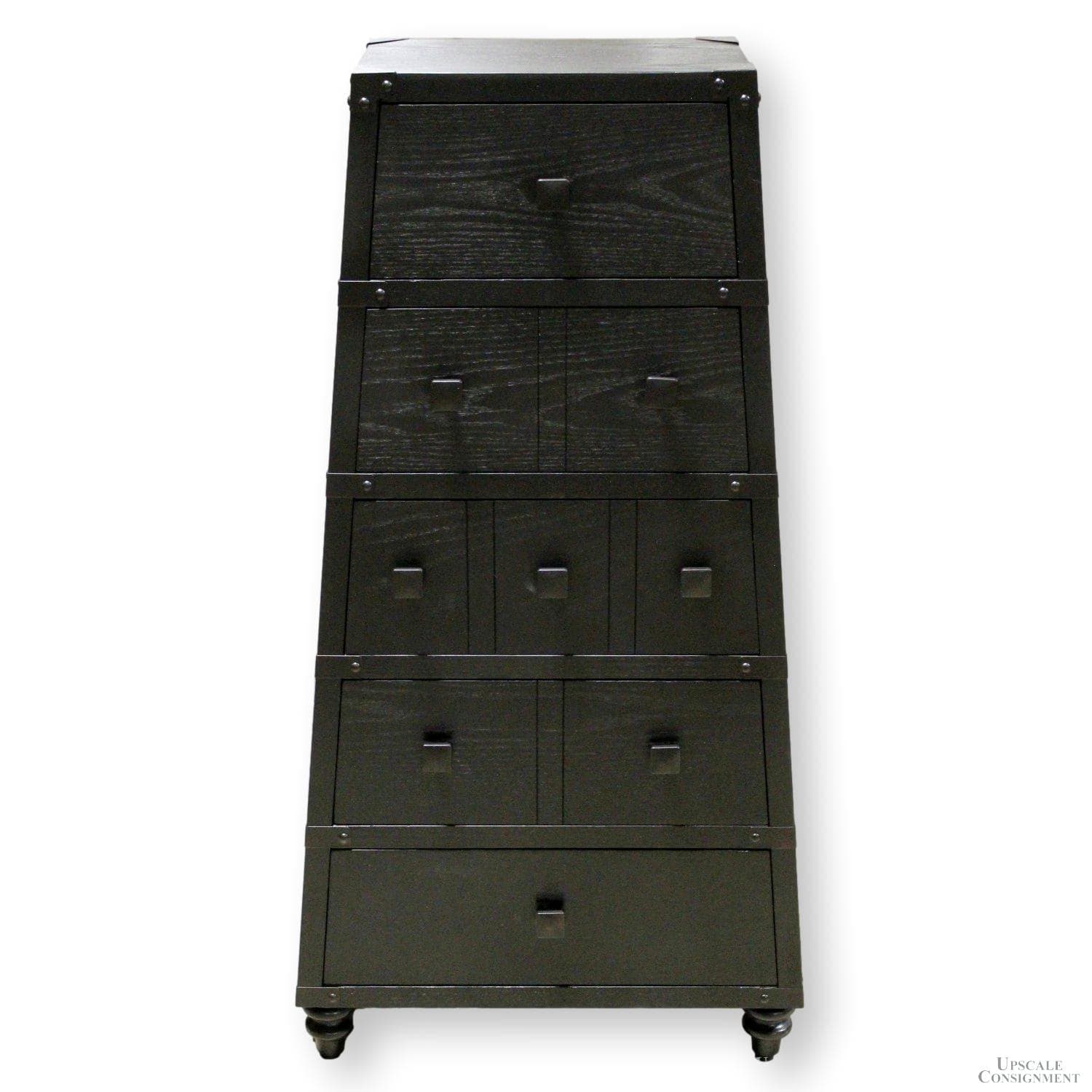 Tapered Black Chest of 5 Drawers - Black
