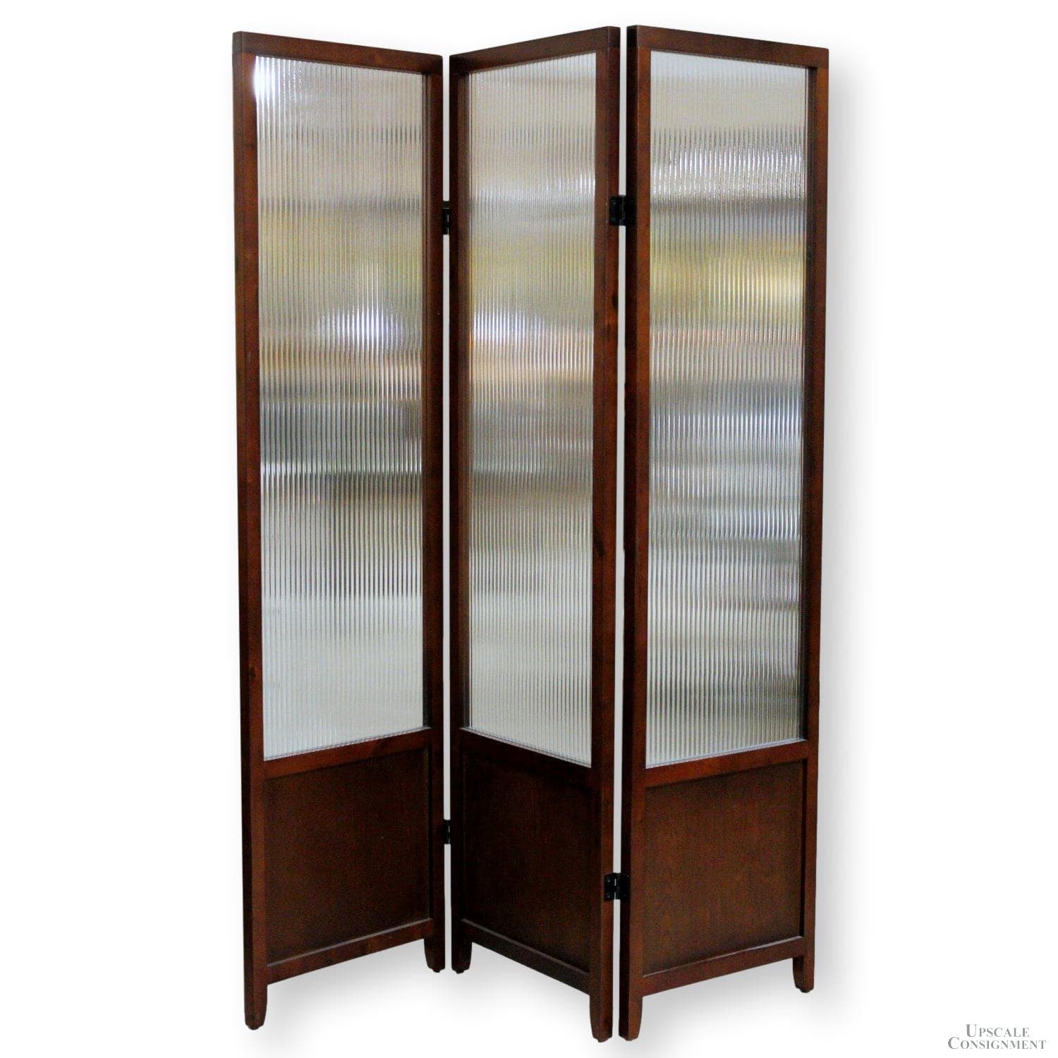 Bentwood Furniture Reeded Glass 3 Panel Room Divider - Cherry