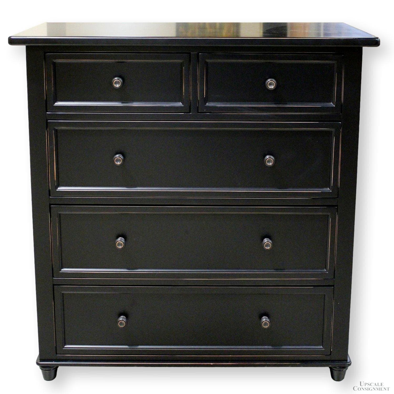 Black 5 Drawer Chest of Drawers - Black