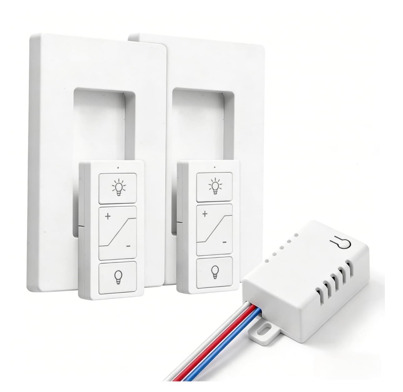 Wireless Dimmer Switch, 2 Remote Light and 1 Receiver kit, Work with Alexa Voice Control, Smart Wall Switch Lighting Fixture for Dimmable LED/CFL INC/HAL Bulb of Ceiling Pendant Lamps, ETL Listed