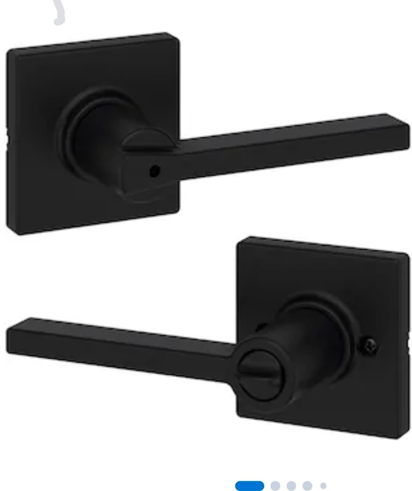 Kwikset Casey Matte Black Interior or Bed/Bath Privacy Door Handle