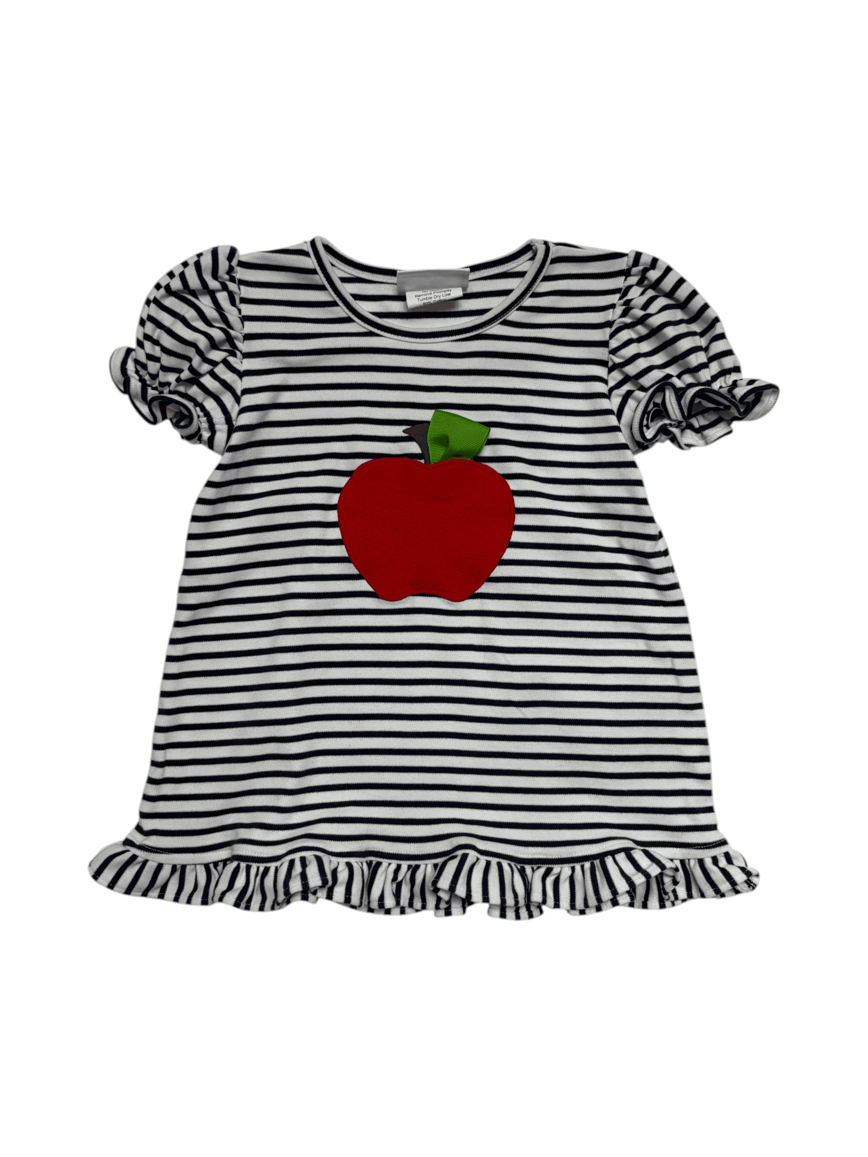 Zuccini Kids Girls Striped Top with Apple Applique