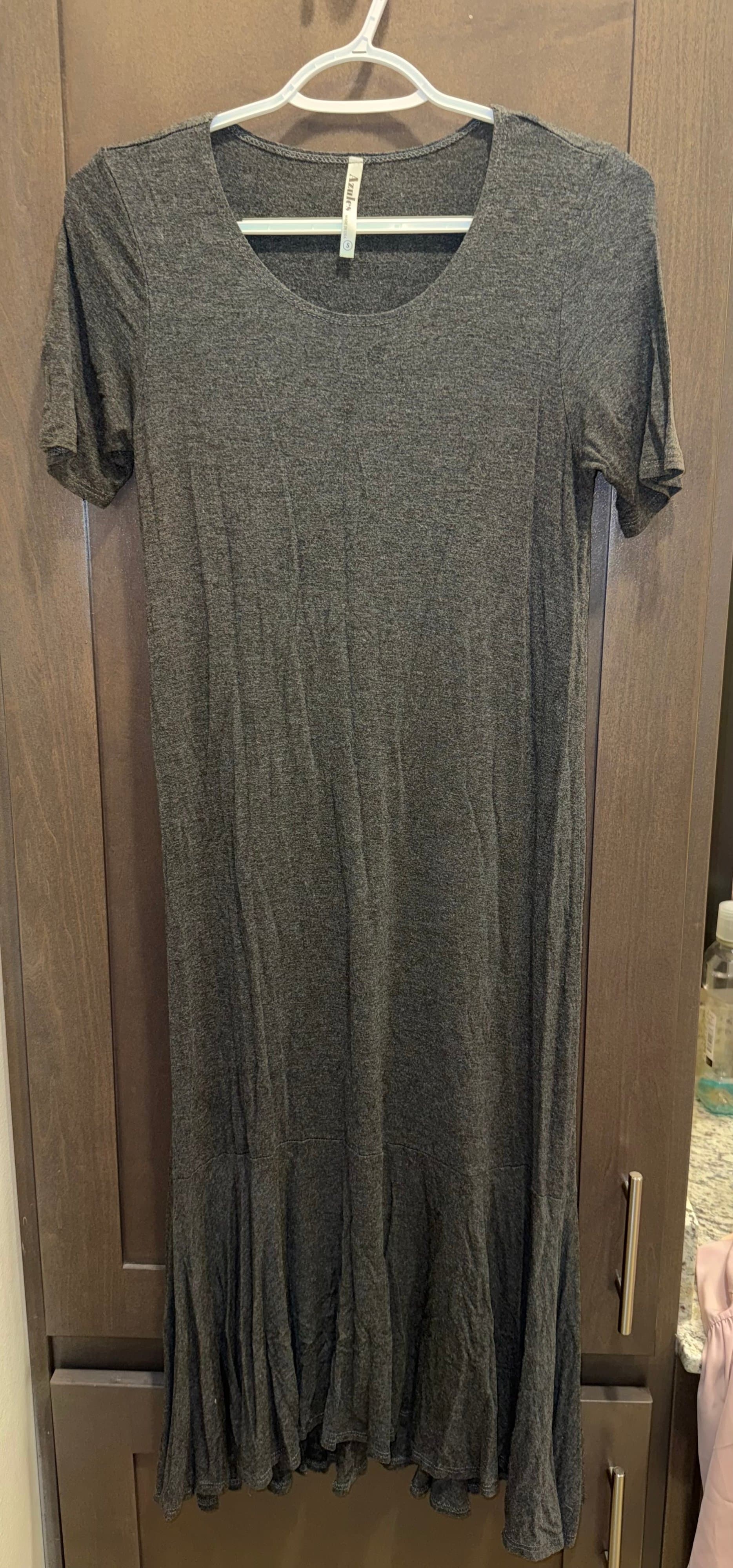Azules Gray Short Sleeve Maxi Dress Size S