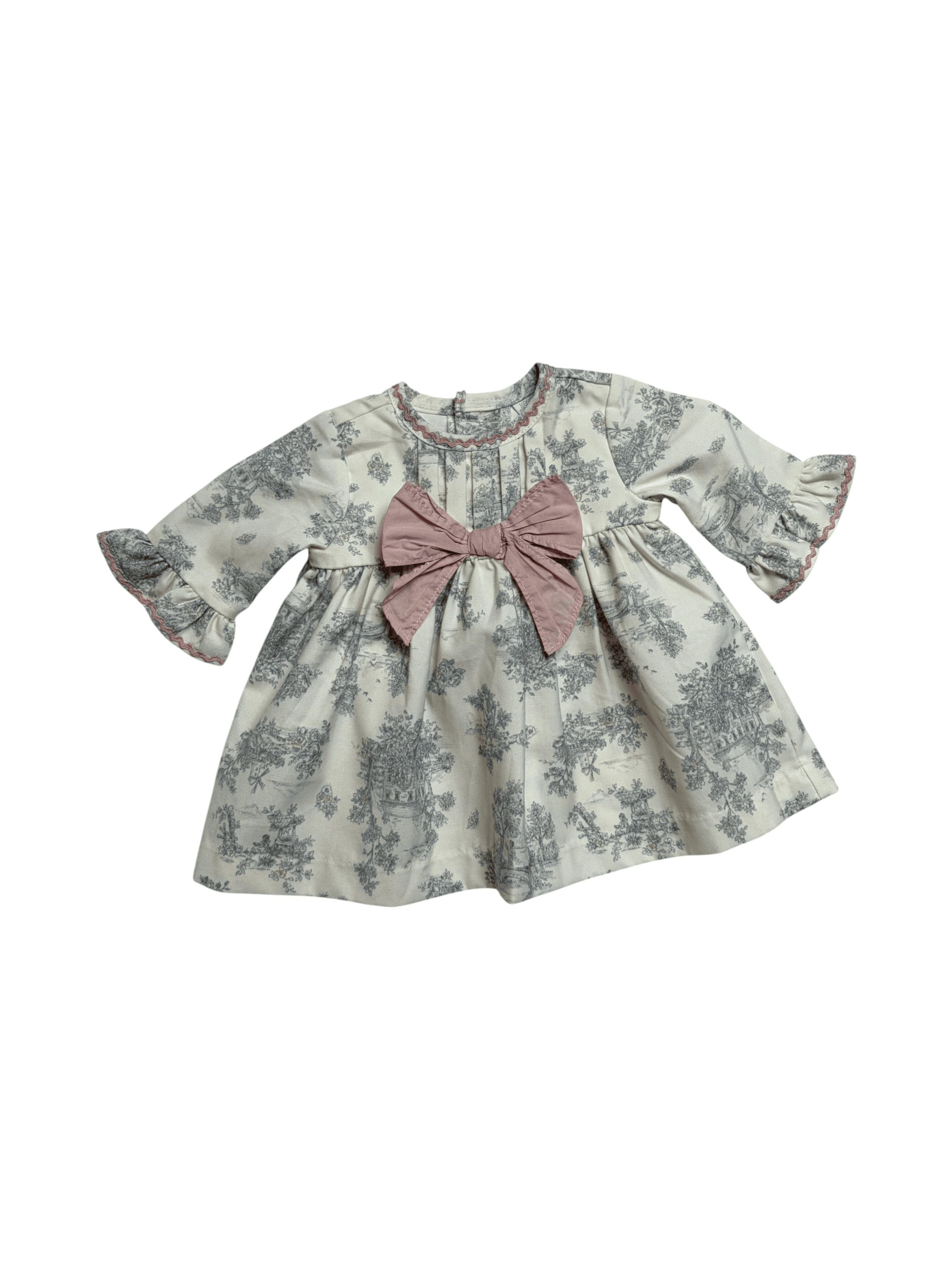 Edgehill Collection size newborn Girls' Floral Print Top with Pink Bow