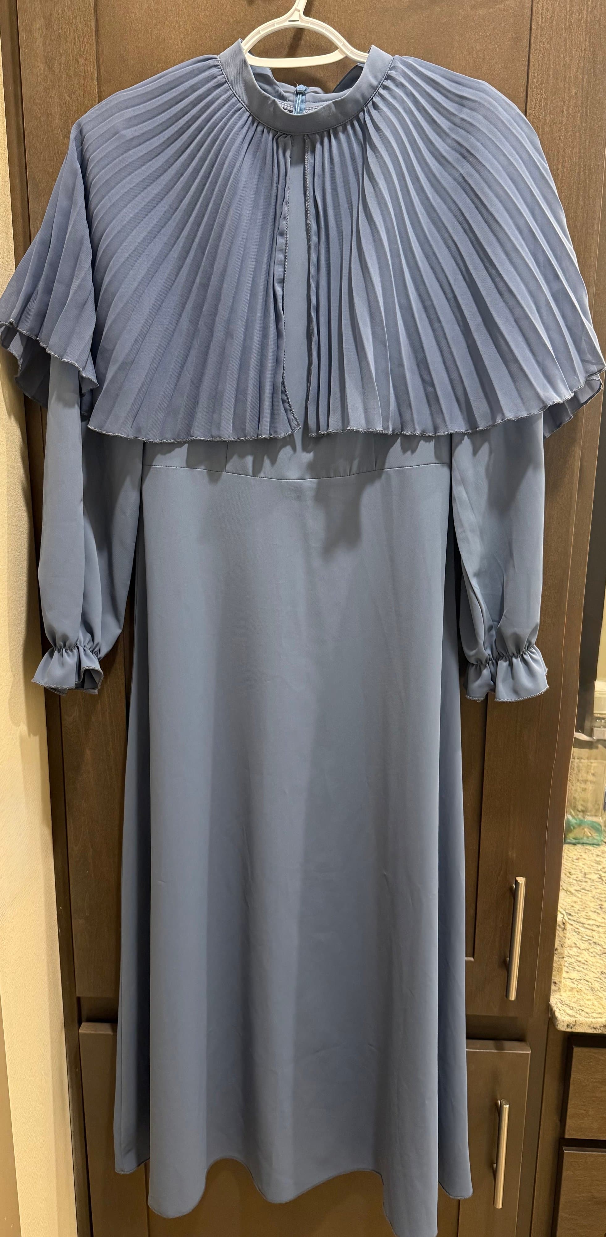 Shein Blue Pleated Cape Dress Size 4
