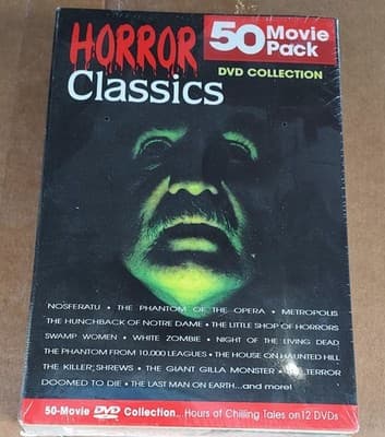 Horror Classics DVD Collection 50 Movie Pack 2003 Brand New 12 Disc