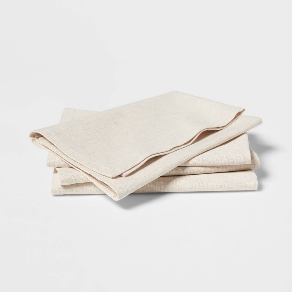 4pk Linen Blend Napkins - Threshold™: Reversible Solid Cloth, Traditional Style, OEKO-TEX Certified, 18"x18