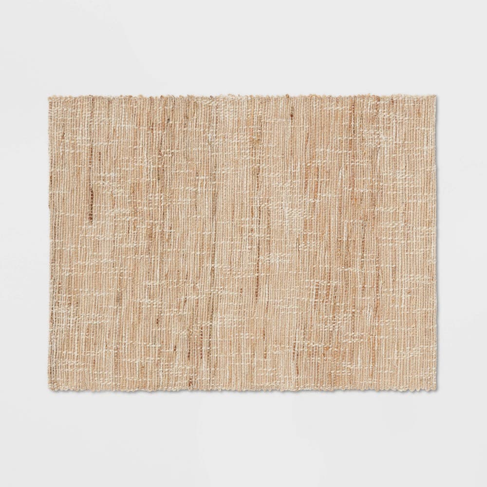 Hemp Natural Ramie Placemat - Threshold™: Rectangle Basket Weave, Spot Clean, Dining Table Accessory, 19"x14