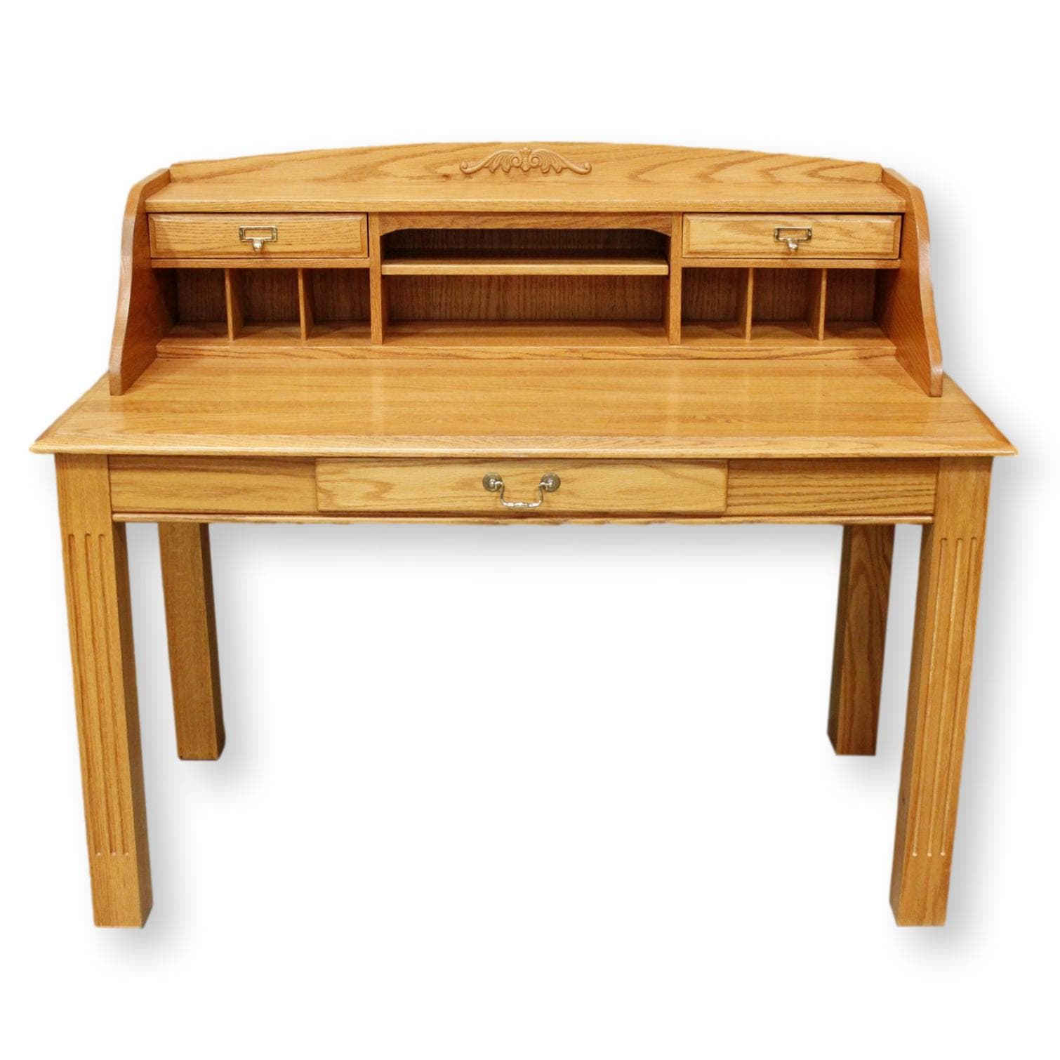 Golden Oak Writing Desk w/Hutch - Golden Oak