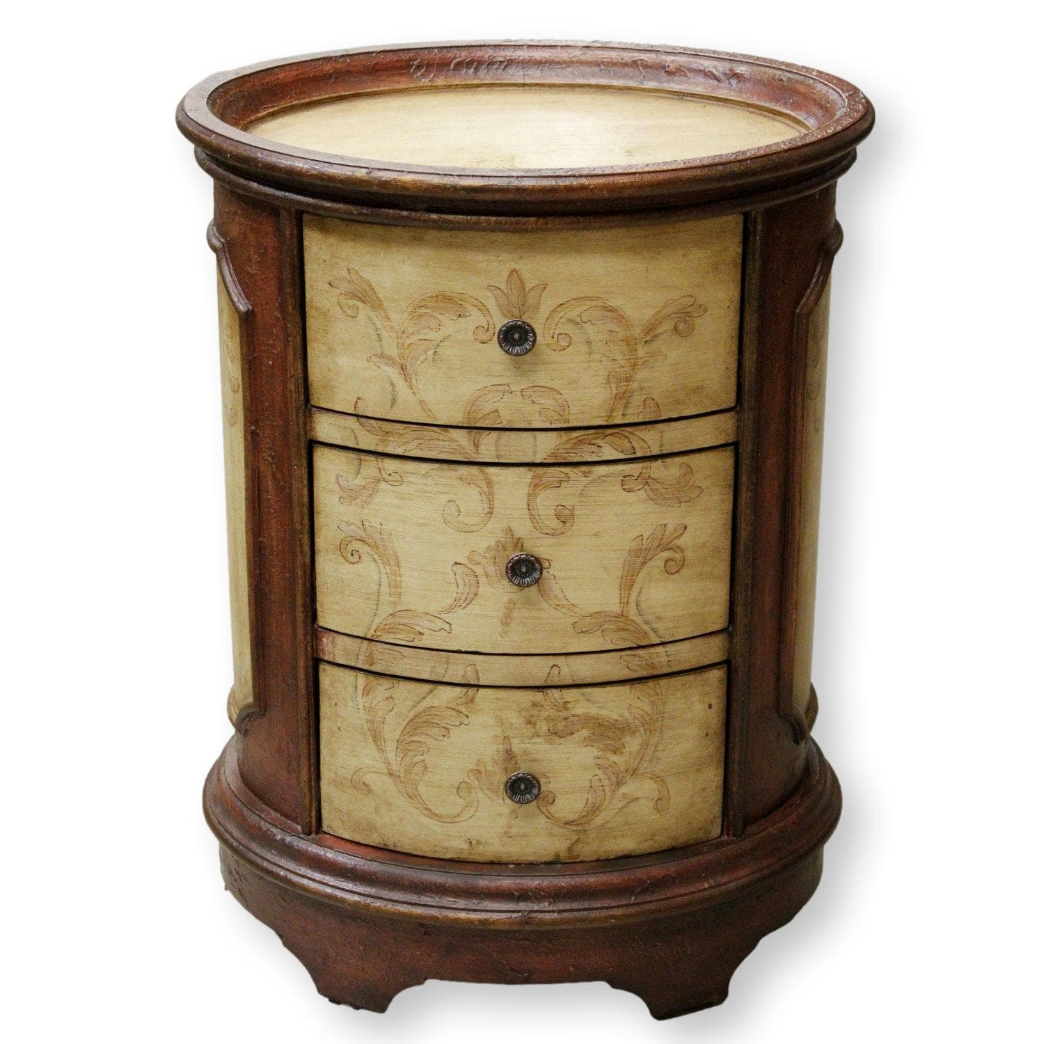 Oval 3 Drawer Handpainted Chest