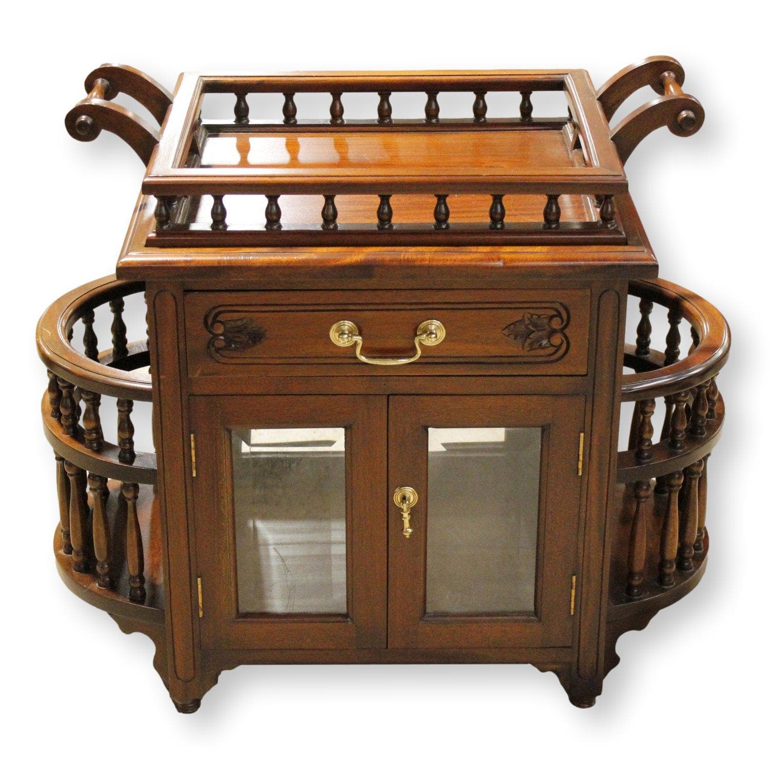 Mahogany Accent Cabinet w/Glass Doors & Tray - Mahogany
