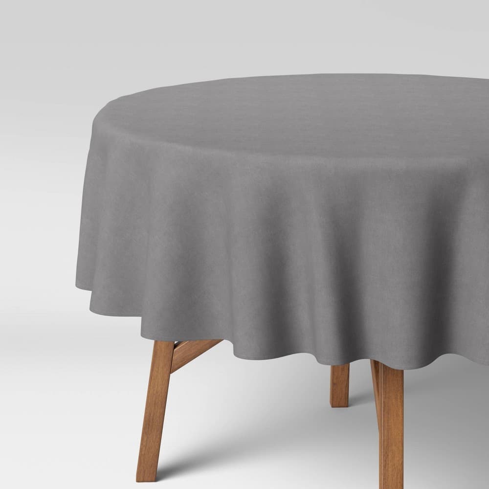 70" Solid Tablecloth Gray - Threshold™: Round Cotton & Recycled Polyester, Machine Washable, Summer Decor