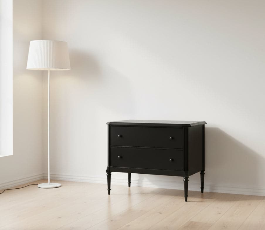 Four Hands 2 Drawer Black Lendon Nightstand FFE-1444