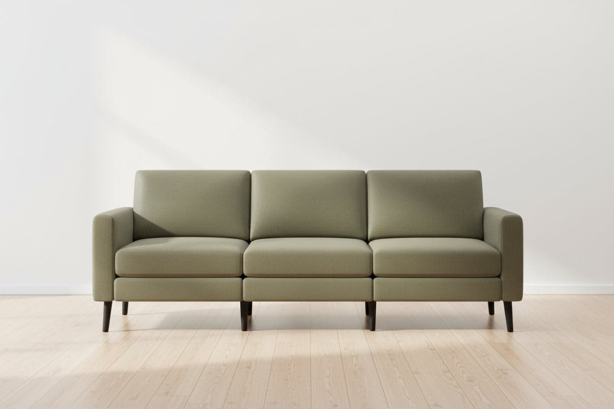 Burrow Nomad Plus Moss Green 3-Piece Sofa Couch Block Arm FFE-1454