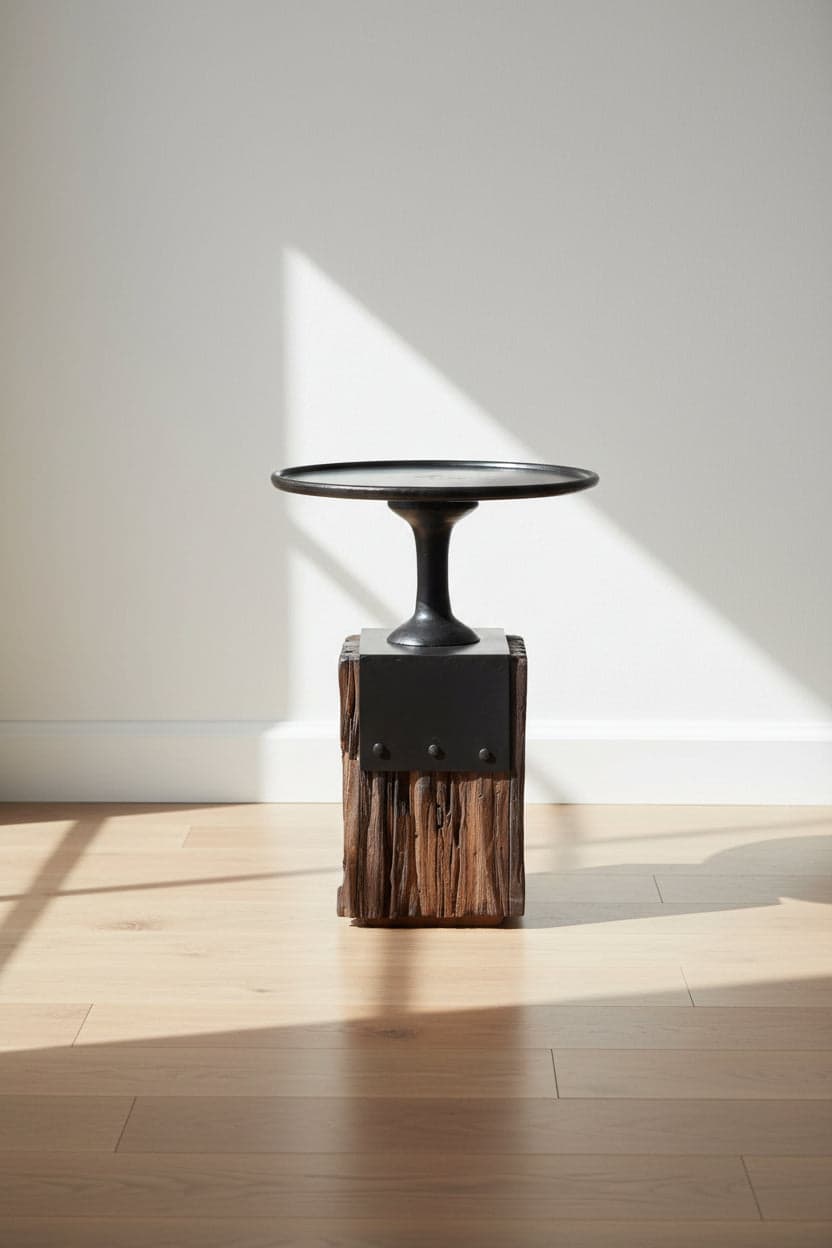 Designer Anvil Black / Wood Occasional Table FFE-1416