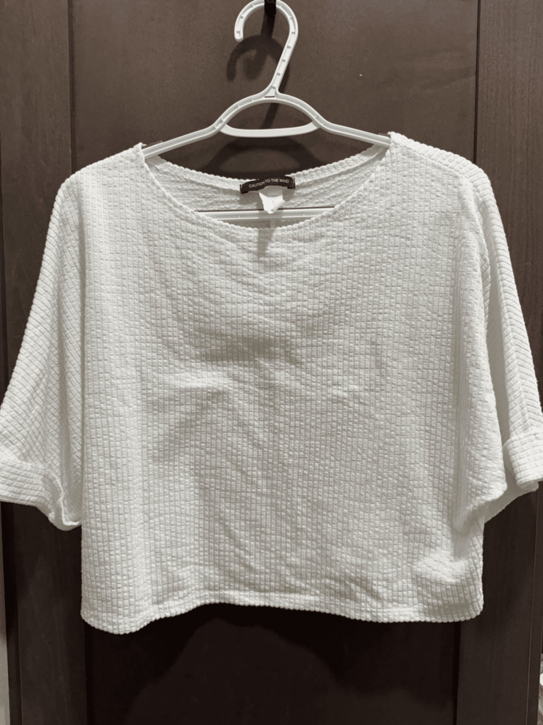 Caution to the wind White Textured Knit Top