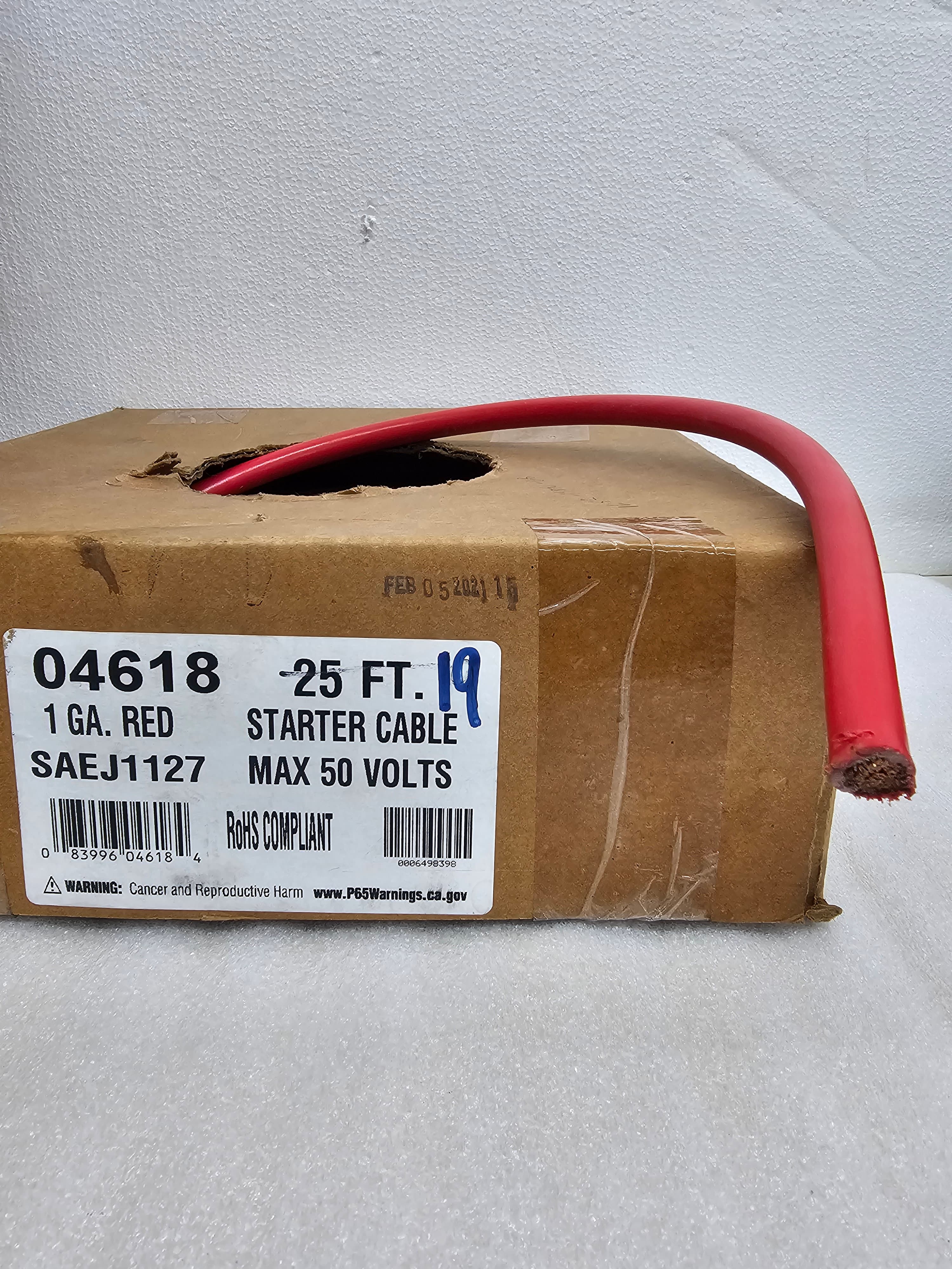 1 GA Red Starter Cable SAEJ1127 50 Volts