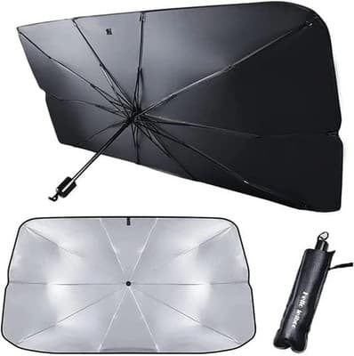 44 x 25 Car Windshield Sun Shade Umbrella — UV Heat Shield, Foldable Reflector