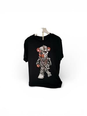Preowned Streetwear Bear Cyborg Graphic Tee Black Size Medium