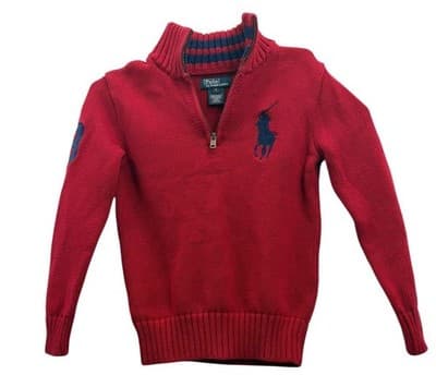 Polo Ralph Lauren Boys Red Quarter-Zip Sweater Size 6