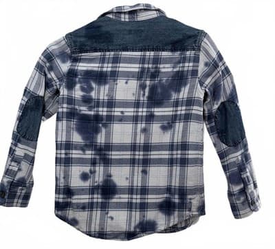 Cat & Jack Boys Blue White Tie-Dye Plaid Flannel Shirt Size S (6/7)
