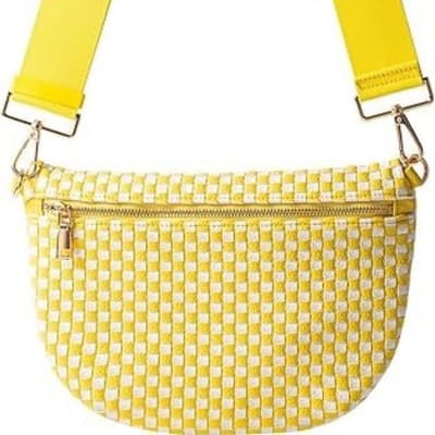NEW!!! Yellow & White Woven Crossbody Bag — Vegan Leather
