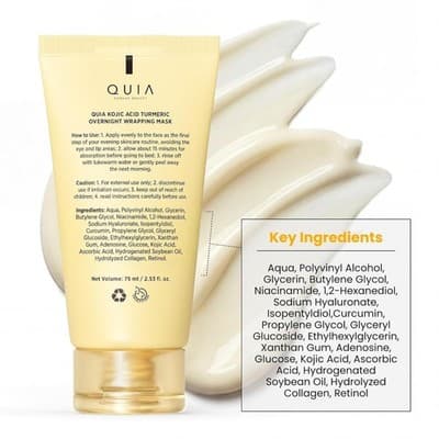 QUIA Kojic Acid Turmeric Overnight Wrapping Mask 75ml Brightening Skincare