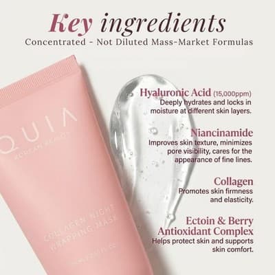 QUIA Collagen Night Wrapping Mask Hydrating Skin Care 75 ml Pink