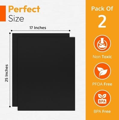 Oven Liner 2-Pack | 17" x 25" | Non-Stick, Heavy Duty, BPA & PFOA Free