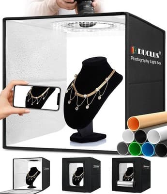 DUCLUS 16x16 Light Box Photography Studio 160 LED 6 Backdrop Product Photos