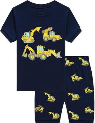 Boys Construction Vehicle Pajama Set Navy Blue Size 4T Comfortable Cotton