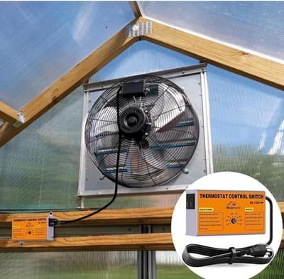 Attic Fan Thermostat Control 120V Adjustable Temp with Plug In Socket