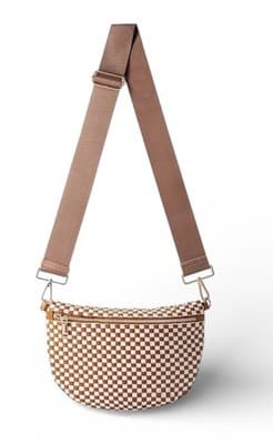NEW!!! Caramel & White Woven Crossbody Bag — Vegan Leather